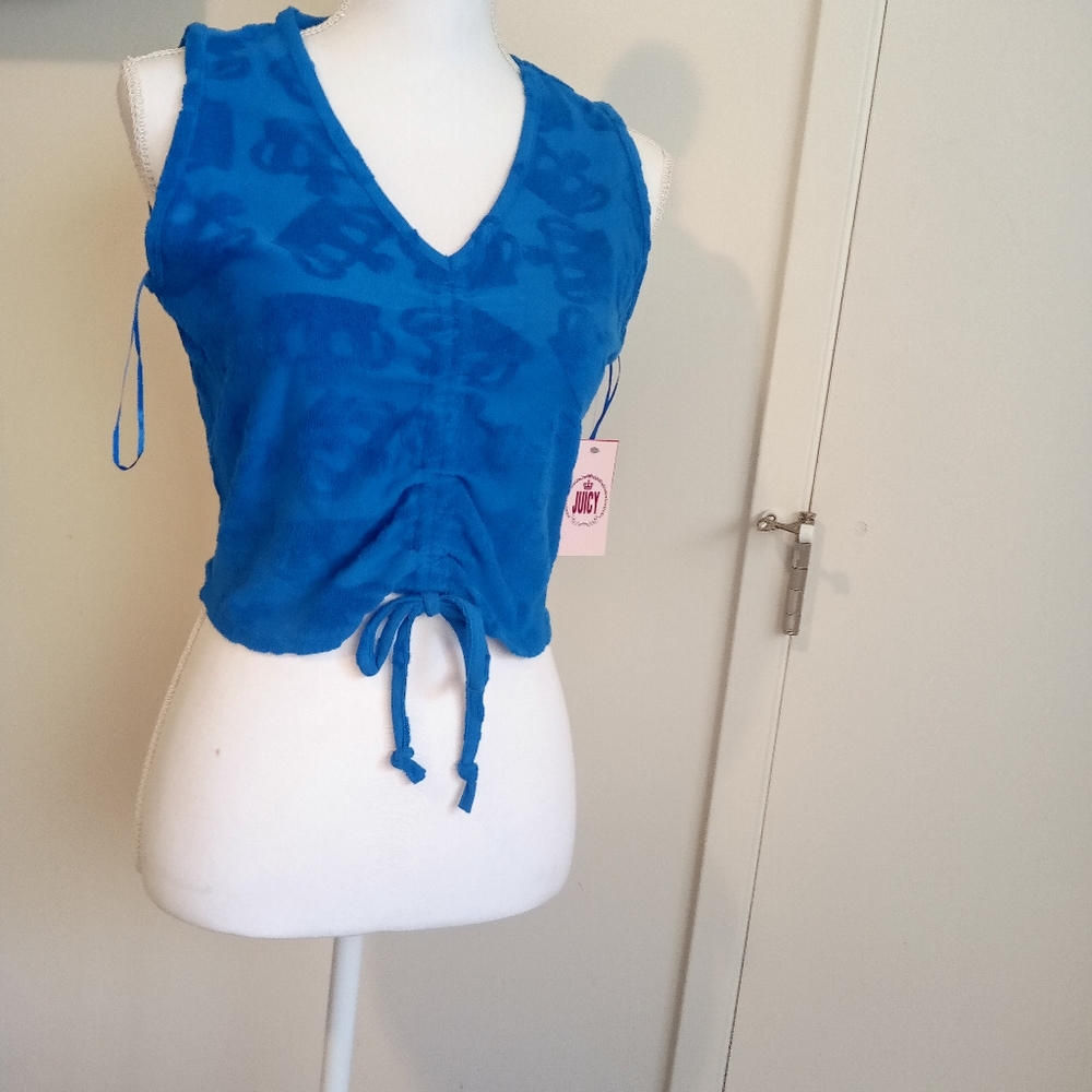 Juicy Couture Sleeves Crop Top Royal Blue Médium - Picture 4 of 6